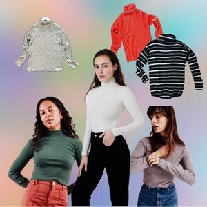 turtlenecks! long sleeved madewell, big bud press, dkny, la apparel, vintage y2k